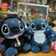 Gấu bông stitch xanh mặc quần áo dễ thương, Gấu nhồi bông stitch lông thỏ cao cấp