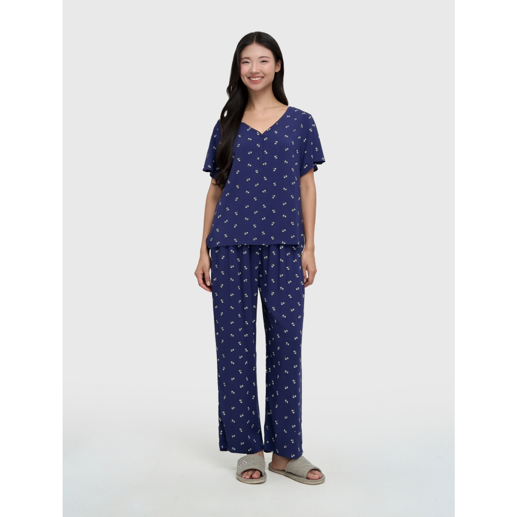 Bộ quần áo nữ CANIFA chất liệu viscose dáng suông in hoạ tiết 6LS25S010