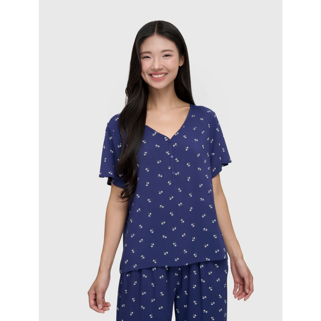 Bộ quần áo nữ CANIFA chất liệu viscose dáng suông in hoạ tiết 6LS25S010