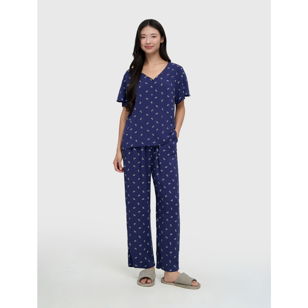 Bộ quần áo nữ CANIFA chất liệu viscose dáng suông in hoạ tiết 6LS25S010