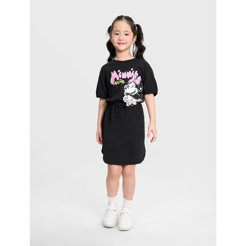 Váy liền bé gái CANIFA cộc tay bo eo in hình Mickey & Friend 1DS25S003