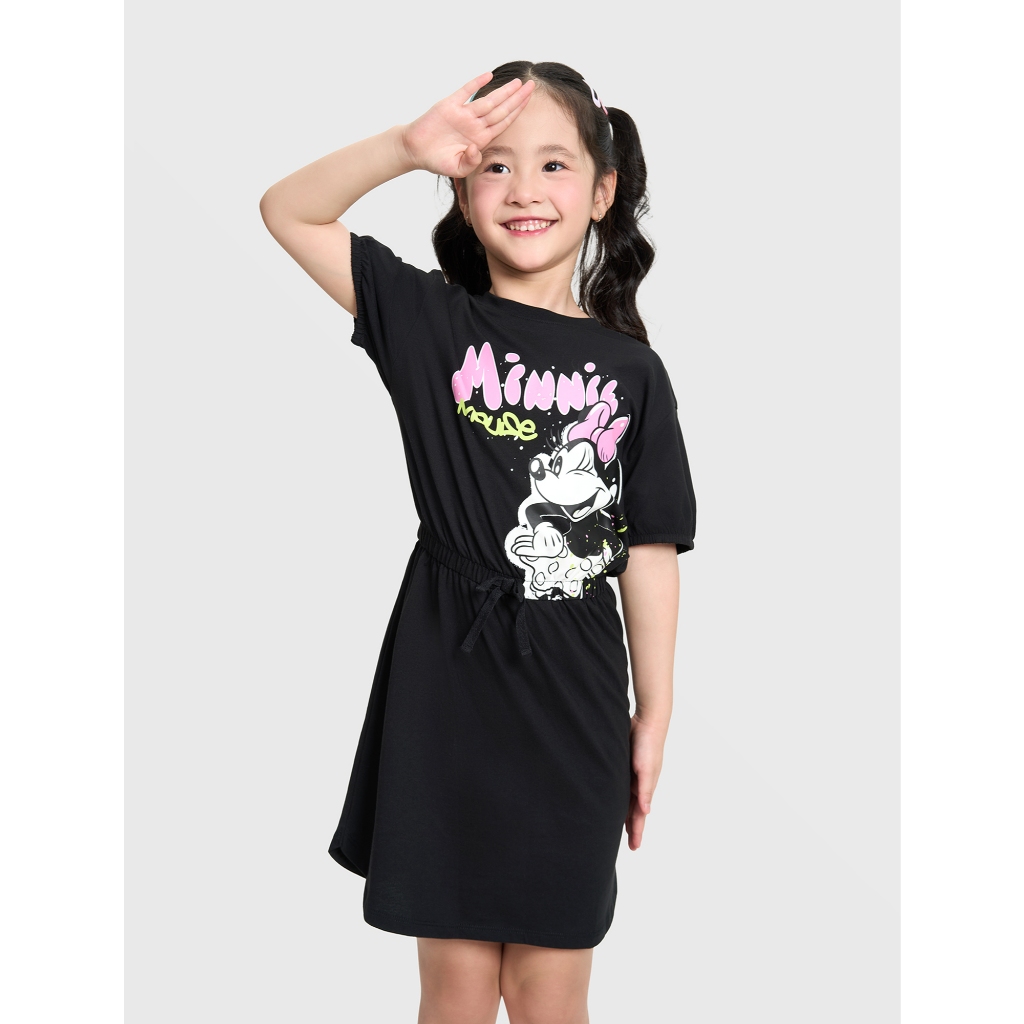 Váy liền bé gái CANIFA cộc tay bo eo in hình Mickey & Friend 1DS25S003