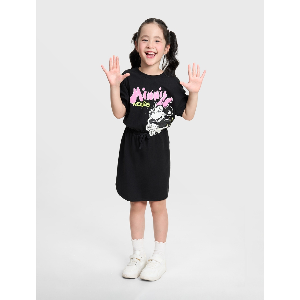 Váy liền bé gái CANIFA cộc tay bo eo in hình Mickey & Friend 1DS25S003