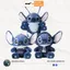 Gấu bông stitch xanh mặc quần áo dễ thương, Gấu nhồi bông stitch lông thỏ cao cấp