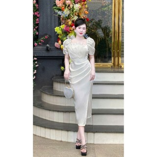 Đầm Body 3 cánh quạt kết ngọc eo tko mm 2025