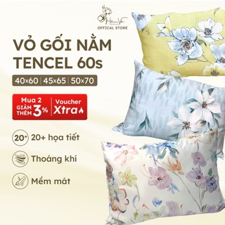 Vỏ áo gối nằm Lụa Tencel Hân Võ Bedding họa tiết dòng cao cấp, bao áo gối nằm mát lạnh, mềm mịn