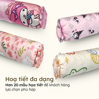 Vỏ áo gối ôm Lụa Tencel Hân Võ 37x100 25x70 họa tiết dễ thương, mát mịn an toàn có dây kéo tiện lợi