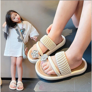 Dép Lê Xỏ Ngón Hoa Trà Phối Quai Ngang Nhún K047
