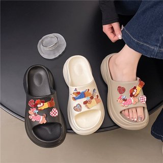 Dép quai ngang nữ, dép nữ đế cao 8cm cá tính kèm charm cún kiểu dáng dễ thương Hàn Quốc Mita QN-22