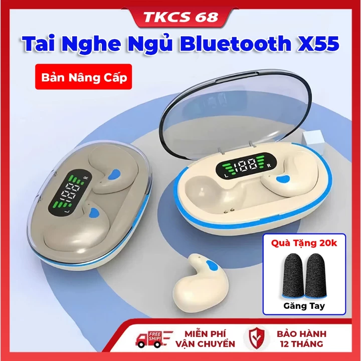 Tai Nghe Không Dây Ngủ Bluetooth X55, Tai Nghe X55 Pro Mẫu Mới Mỏng Nhẹ Nằm Ngủ, Micro Tích Hợp Nhiều Màu