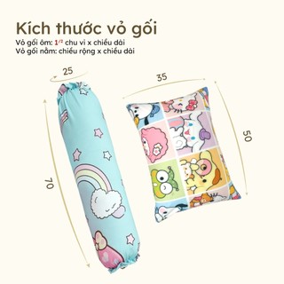 Vỏ áo gối nằm gối ôm Lụa Thun Lạnh Spandex trẻ em Hân Võ 25x70 35x50 họa tiết hoạt hình dễ thương, mềm mịn