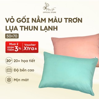 Vỏ gối nằm Lụa Thun Lạnh Spandex 50X70 Hân Võ Bedding trơn màu sang trọng, bao áo gối co giãn, mát mịn