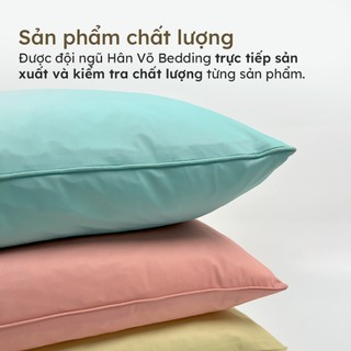 Vỏ gối nằm Lụa Thun Lạnh Spandex 50X70 Hân Võ Bedding trơn màu sang trọng, bao áo gối co giãn, mát mịn