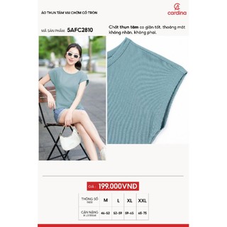 Áo thun nữ CARDINA chất tăm lạnh cổ tròn vai chờm co giãn dáng basic 5AFC28