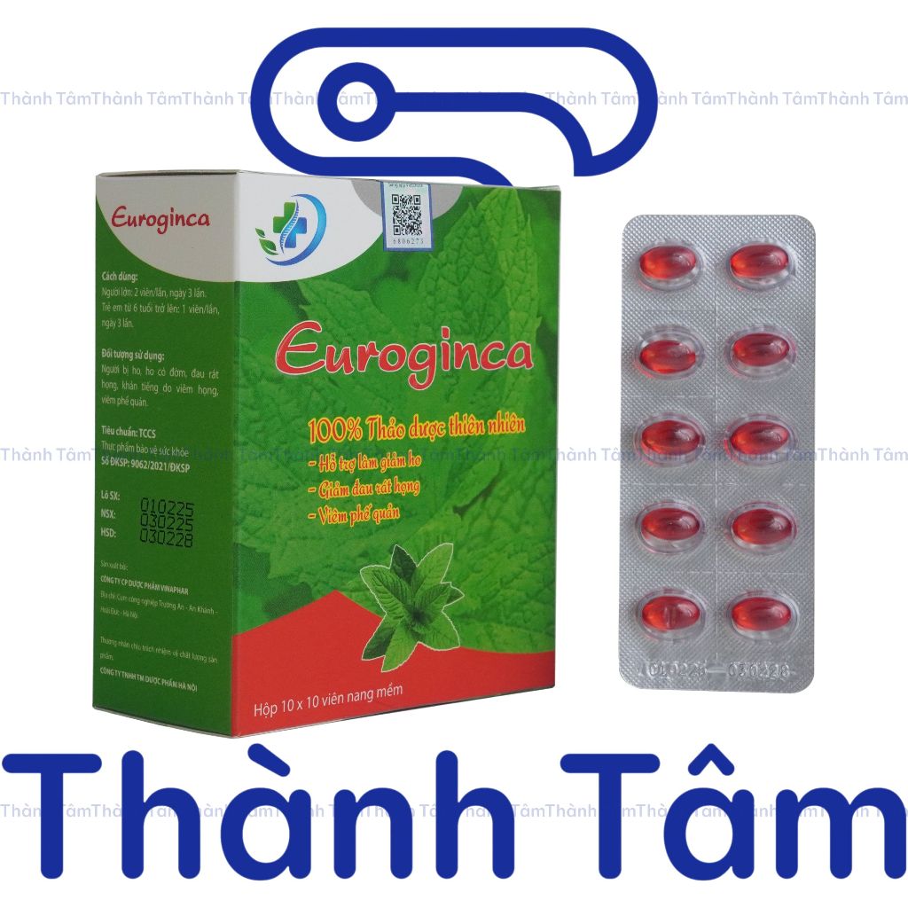 (Đỏ) Viên uống EUROGINCA ĐỎ 100V hỗ trợ giúp giảm ho, long đờm, giảm ho do thay đổi thời tiết