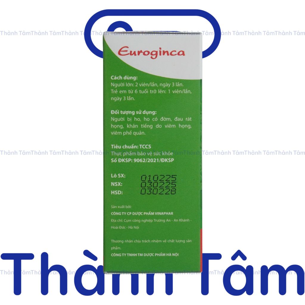 (Đỏ) Viên uống EUROGINCA ĐỎ 100V hỗ trợ giúp giảm ho, long đờm, giảm ho do thay đổi thời tiết