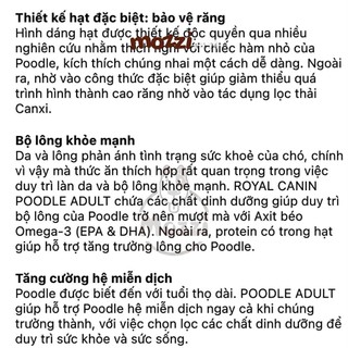 [500g - 1.5kg] Thức ăn hạt Royal canin Poodle Puppy Adult cho chó lông xoăn