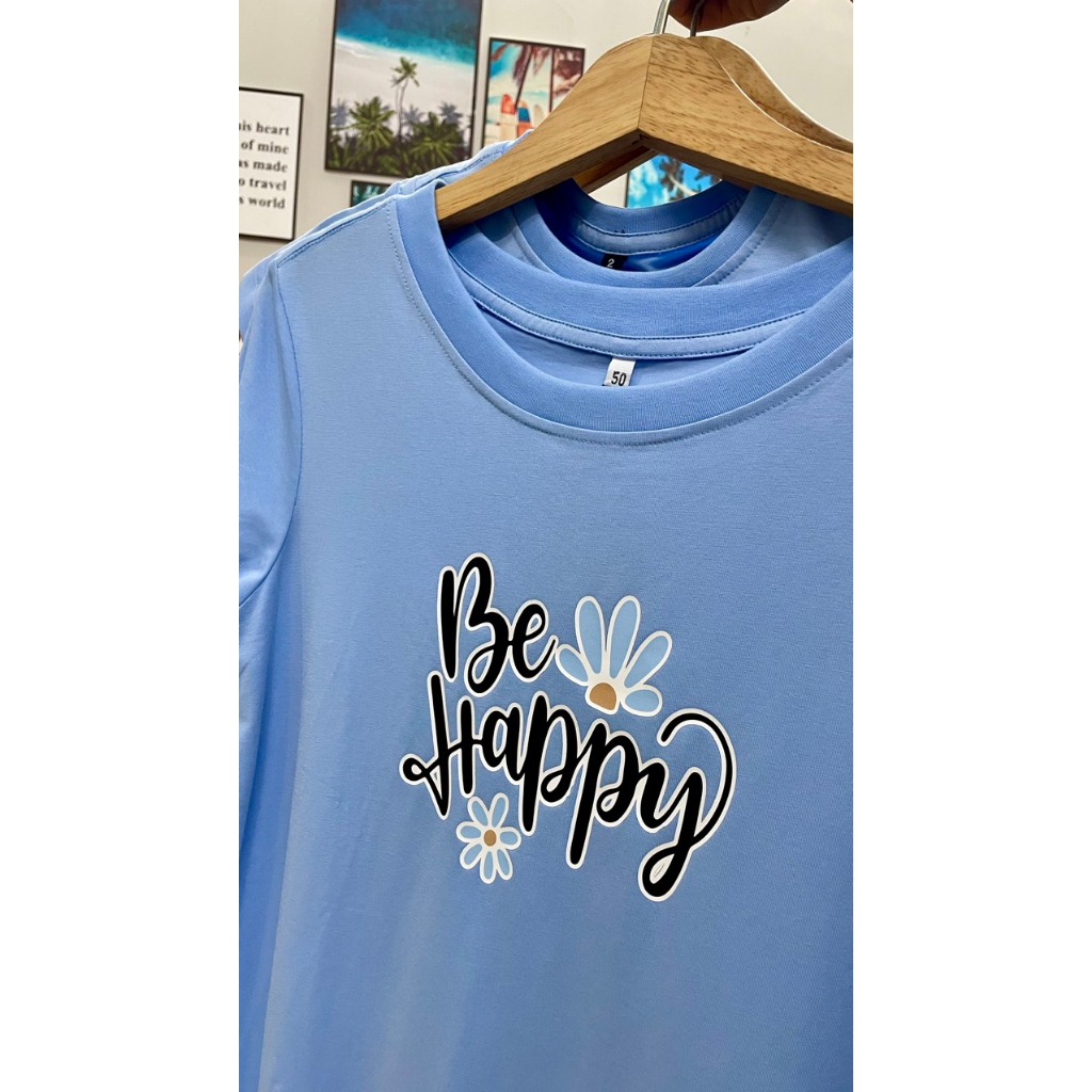 Set Áo Gia đình Fig Tree Màu Xanh Nhạt , Set Áo Nam Váy Nữ Be Happy Chất Cotton Co giãn, Mềm Mát