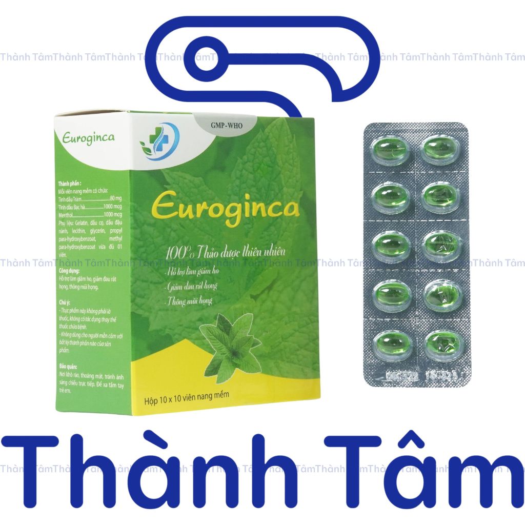 (Vàng) Viên uống EUROGINCA VÀNG 100V hỗ trợ giúp giảm ho, long đờm, giảm ho do thay đổi thời tiết