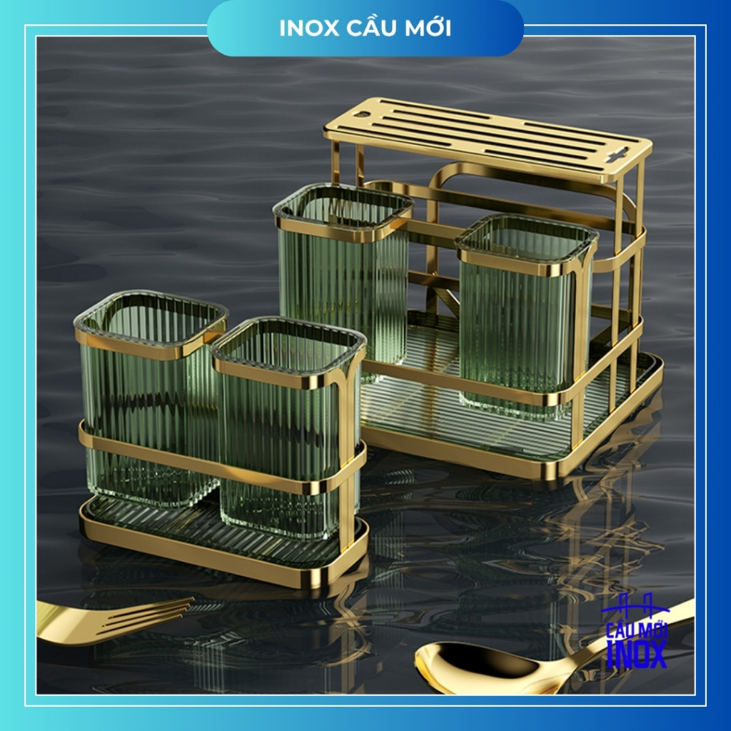 Ống đựng đũa muỗng để bàn/treo tường, khung thép carbon vuông chắc chắn, chịu lực 10kg cho nhà bếp