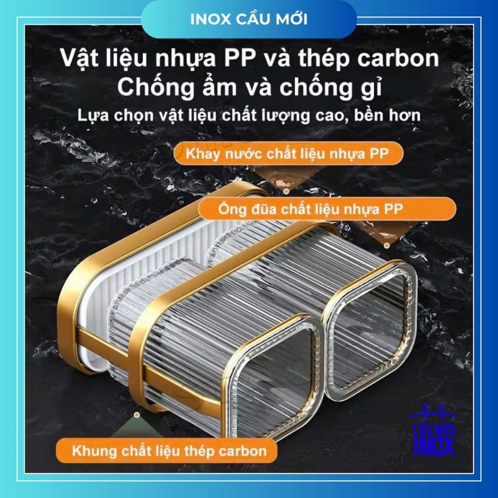 Ống đựng đũa muỗng để bàn/treo tường, khung thép carbon vuông chắc chắn, chịu lực 10kg cho nhà bếp