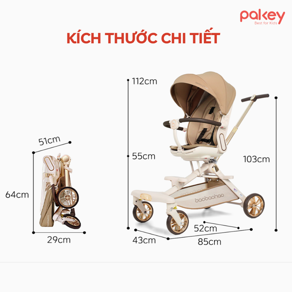 [NEW] Xe Đẩy Cho Bé Baobaohao V16 PRO Bản Mới, Xe Đẩy Cho Bé Gấp Gọn Cao Cấp Đảo 2 Chiều, Bánh Xe Di Chuyển 360 Độ