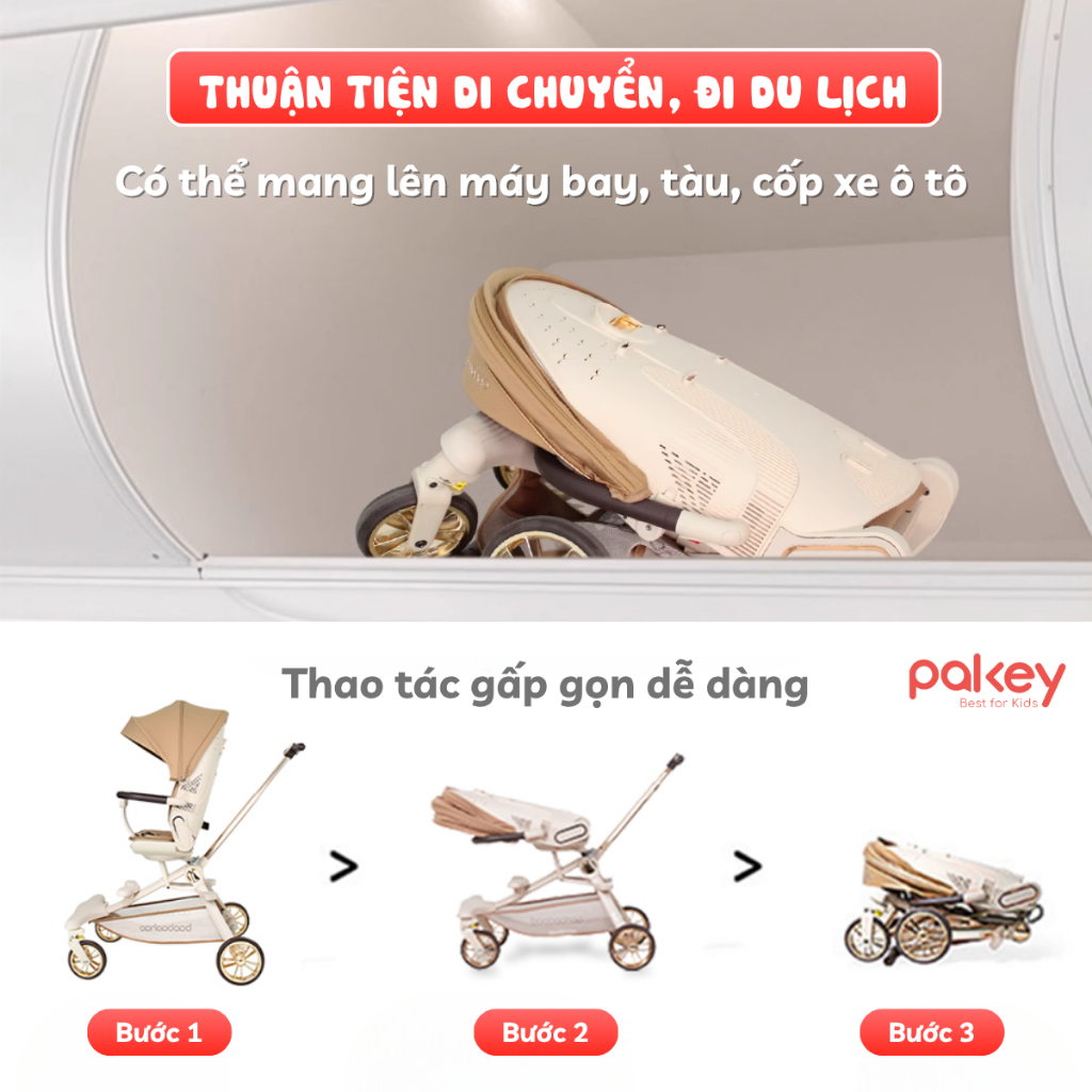 [NEW] Xe Đẩy Cho Bé Baobaohao V16 PRO Bản Mới, Xe Đẩy Cho Bé Gấp Gọn Cao Cấp Đảo 2 Chiều, Bánh Xe Di Chuyển 360 Độ