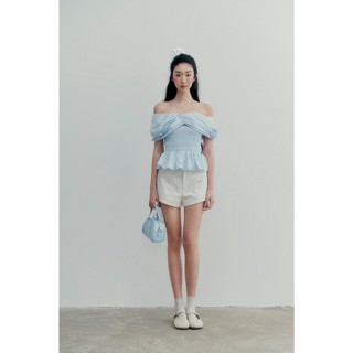 Áo trễ vai OLV nữ co giãn thoải mái tôn dáng Wimberly Top màu pastel dễ thương
