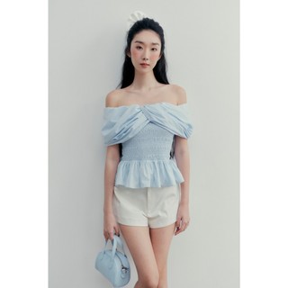 Áo trễ vai OLV nữ co giãn thoải mái tôn dáng Wimberly Top màu pastel dễ thương