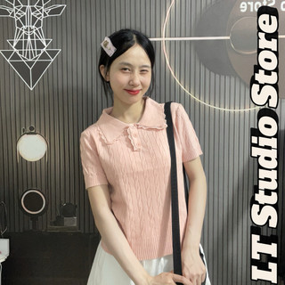 LT - Áo len nữ quảng châu cổ sen cộc tay kiểu len xoắn thừng len thỏ mềm mịn free size 1014