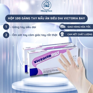 Hộp 100 găng tay nấu ăn siêu dai Victoria Bay làm bếp siêu dai chất liệu TPE không mùi chống nhăn