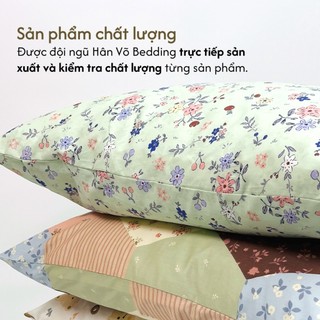 Vỏ gối nằm gối ôm Cotton HÂN VÕ 50x70 37x100 họa tiết hoa lá cao cấp, áo gối thoáng mát