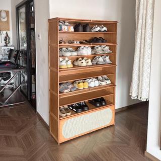 Tủ đựng giày tủ giày mây mắt cáo cửa lật Cửa chống ẩm, chống bụi tủ giày mây tre đan