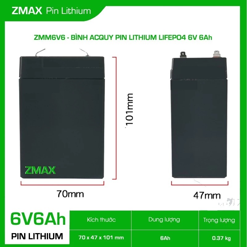 Pin Lithium LifePO4 6V 6Ah, ZMM6V6 | Shopee Việt Nam