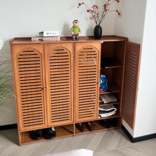 Tủ giày Cây tre nhiên thông thoáng chống bụi tủ giày 2 3 4 cửa nhiều tầng Giá để giày dung lượng lớn