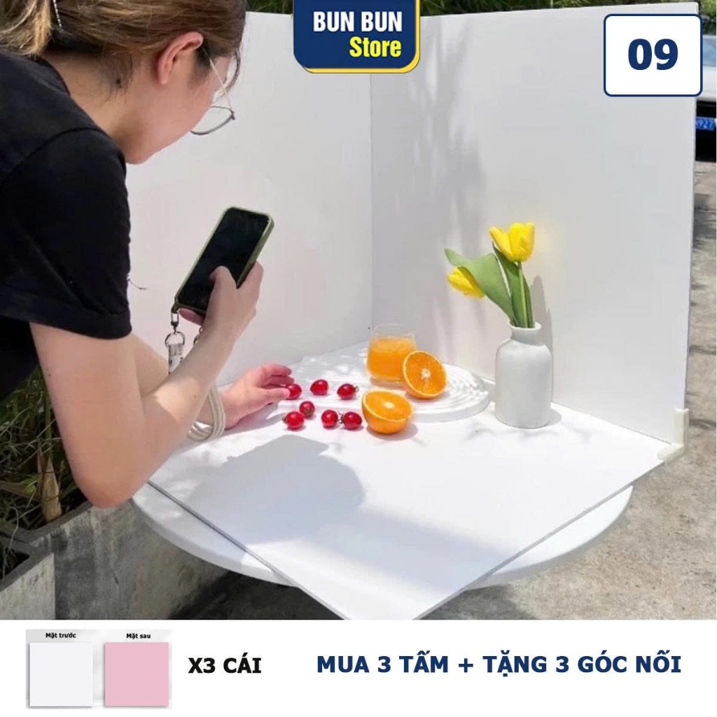 Tấm phông nền chụp ảnh sản phẩm, Hai mặt 2 màu - Kích thước 50x50cm - bền đẹp không ngấm nước, không nhăn (Tặng Kẹp góc) | BigBuy360 - bigbuy360.vn
