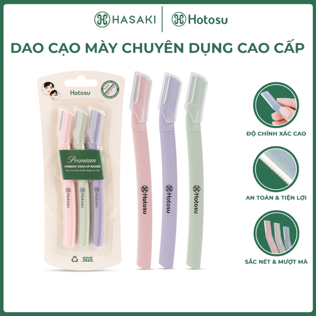 Dao Cạo Mày Hotosu Chuyên Dụng Cao Cấp (3 Cây Nhiều Màu) Premium Eyebrow Touch-Up Razors