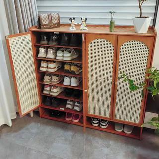 Tủ Giày Gỗ Tre Chống Ốn Kệ Giày Nhựa Dệt Rattan Nhiều Tầng Dung Lượng Lớn