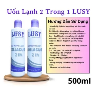 thuốc uốn lạnh Lusy Collagen không cần dập 500ml ,thuốc uốn tóc tại nhà, tặng kẹp càng cua, bịt tai