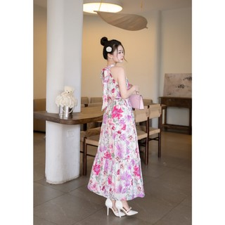 Đầm Yếm Dáng Xoè Chun Eo Đầm Maxi Nhun 3 Tầng Đi Biển Đi Chơi LAMER L63M25H031