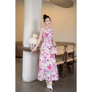 Đầm Yếm Dáng Xoè Chun Eo Đầm Maxi Nhun 3 Tầng Đi Biển Đi Chơi LAMER L63M25H031