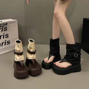 Dép Sandal Ống Cao Sành Điệu Đế Độn 7cm Kiểu La Mã Mùa Hè 2025