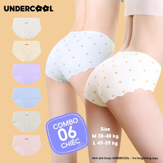 Set 6 Quần Lót Nữ Chấm Bi Su Thạch Viền Sóng Pastel UNDERCOOL Không Viền Mịn Mát, Không Hằn, Lụa băng mềm mịn CBQL21