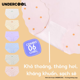 Set 6 Quần Lót Nữ Chấm Bi Su Thạch Viền Sóng Pastel UNDERCOOL Không Viền Mịn Mát, Không Hằn, Lụa băng mềm mịn CBQL21
