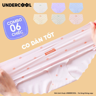 Set 6 Quần Lót Nữ Chấm Bi Su Thạch Viền Sóng Pastel UNDERCOOL Không Viền Mịn Mát, Không Hằn, Lụa băng mềm mịn CBQL21
