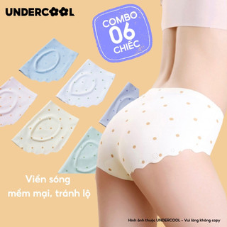 Set 6 Quần Lót Nữ Chấm Bi Su Thạch Viền Sóng Pastel UNDERCOOL Không Viền Mịn Mát, Không Hằn, Lụa băng mềm mịn CBQL21