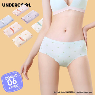 Set 6 Quần Lót Nữ Chấm Bi Su Thạch Viền Sóng Pastel UNDERCOOL Không Viền Mịn Mát, Không Hằn, Lụa băng mềm mịn CBQL21