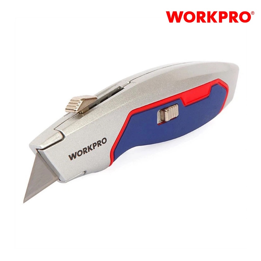 Dao rọc đa năng mở nhanh WORKPRO WP213011, thân dao bằng nhôm đúc, kèm theo 3 lưỡi dao - Hàng chính hãng