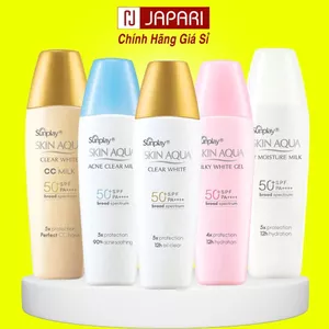 Kem Chống Nắng Sunplay Skin Aqua Cho Da Mặt, Toàn Thân Kcn Sữa/Gel Nắp Vàng/xanh/hồng/trắng Mỹ Phẩm JAPARI