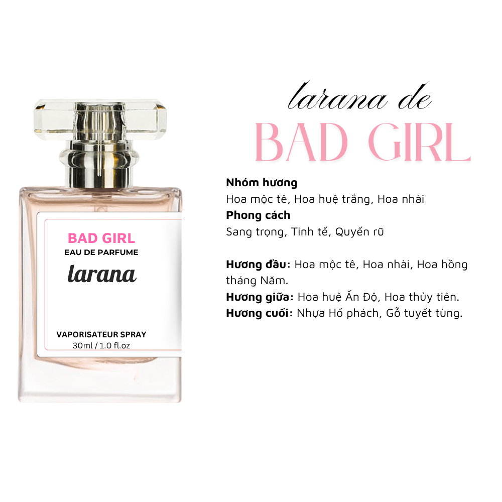 Nước hoa nữ chính hãng Larana 30ml lưu hương lâu 6h hương thơm quyến rũ ngọt ngào dịu nhẹ cuốn hút